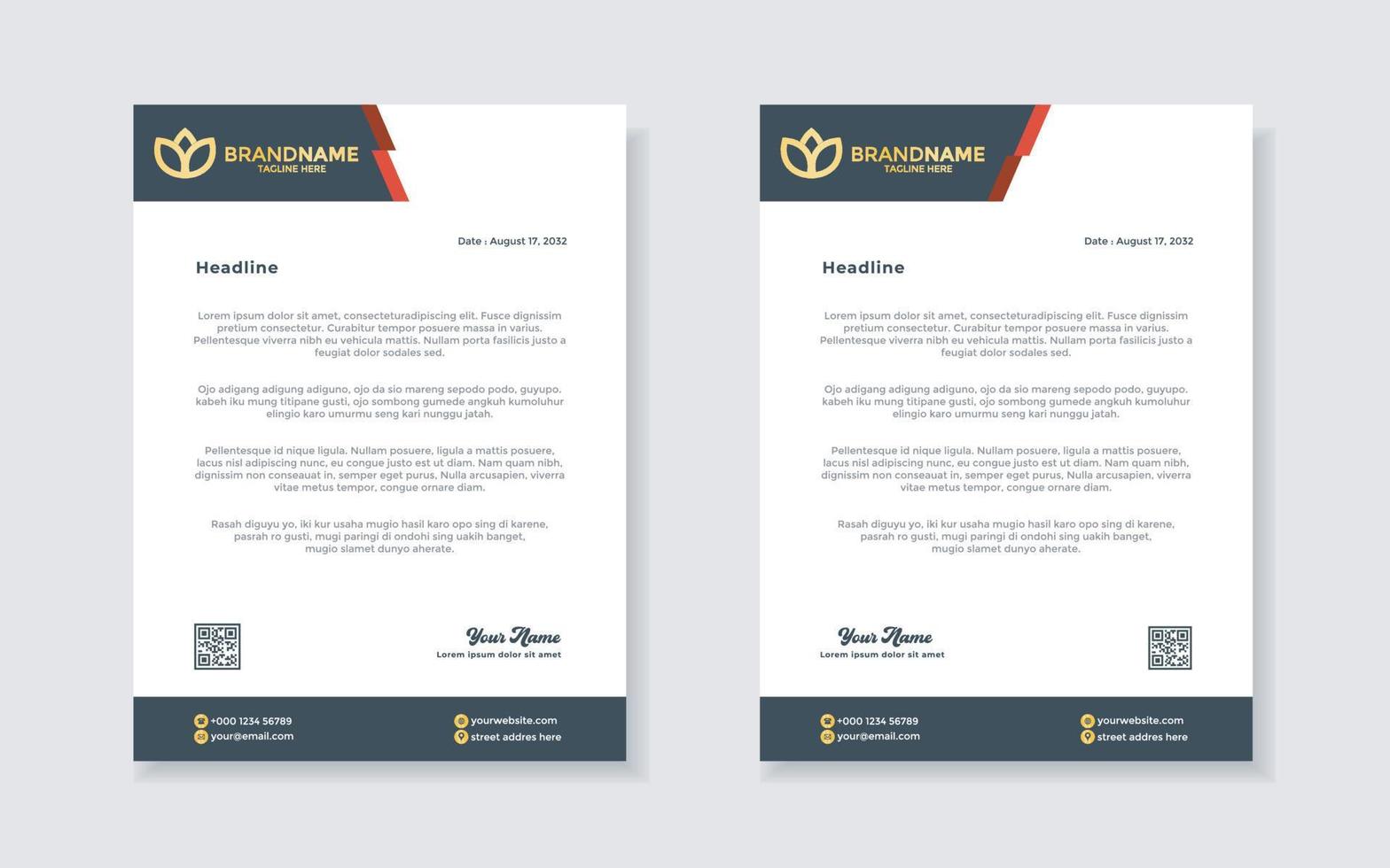 set of modern letterhead template for stationery design all business corporate company. vector format editable A4. for download.