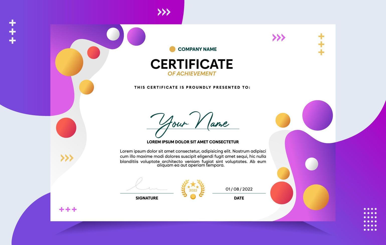 Modern of achievement certificate template vector