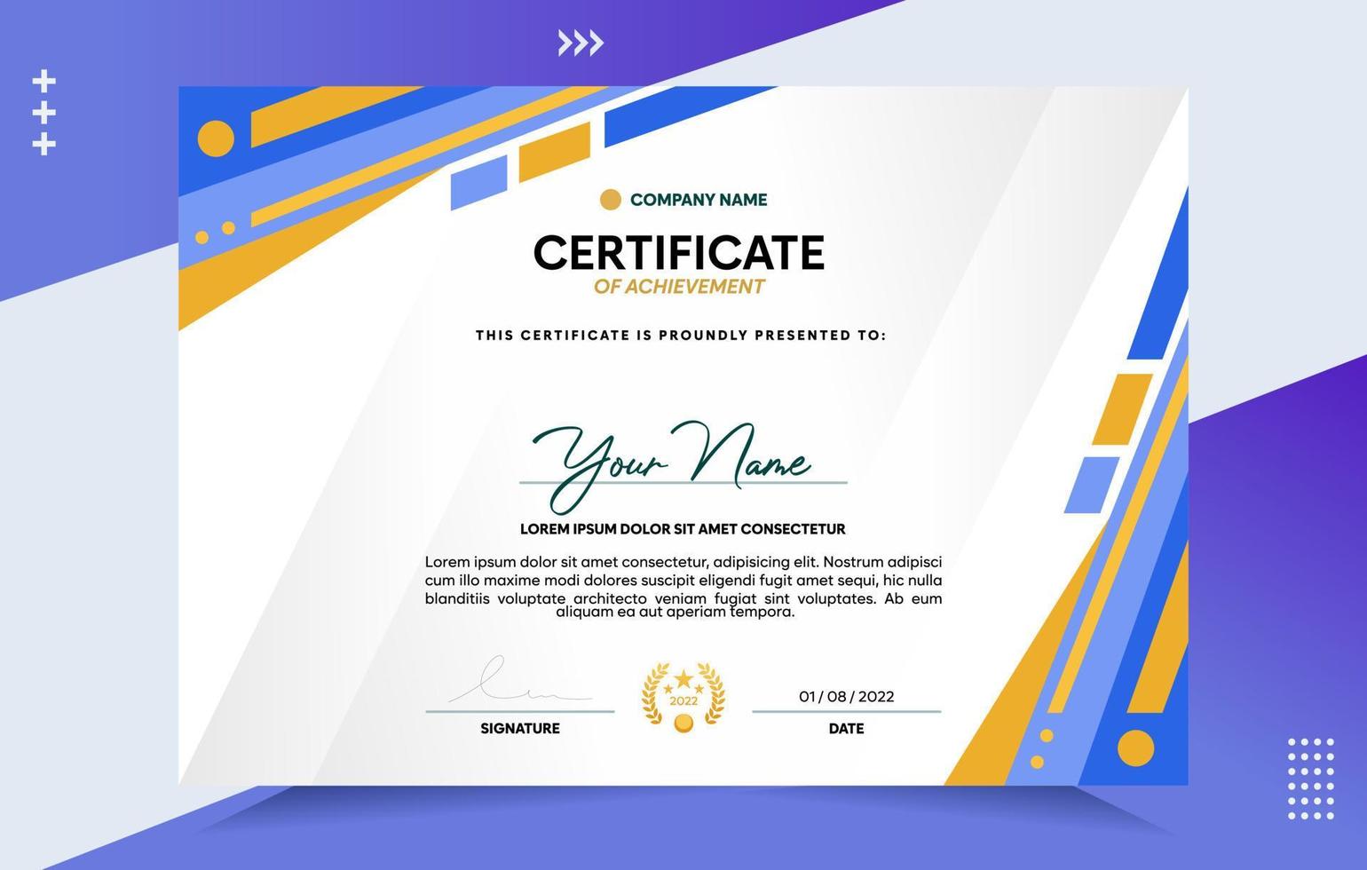 Modern of achievement certificate template vector