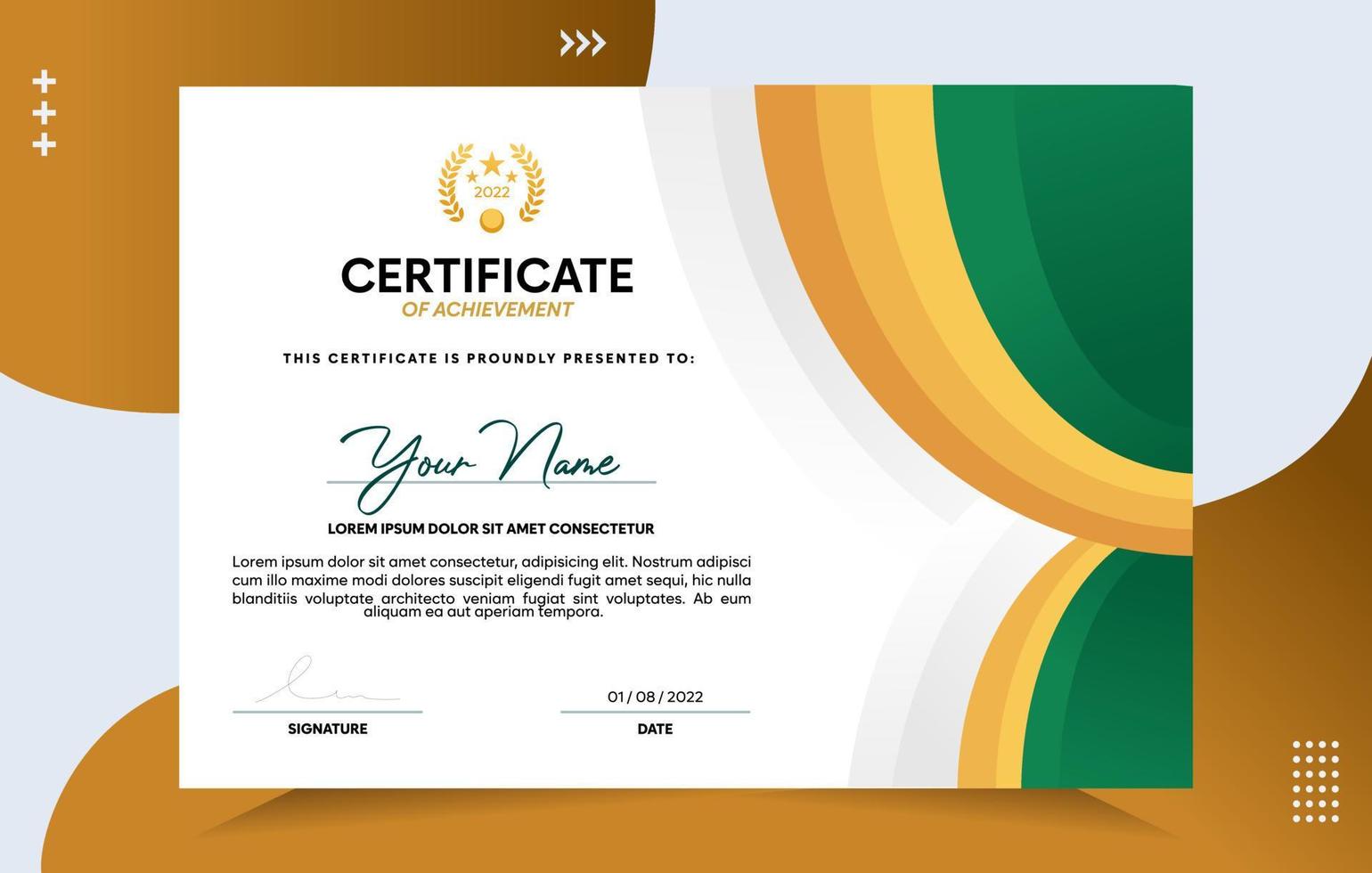 Modern of achievement certificate template vector