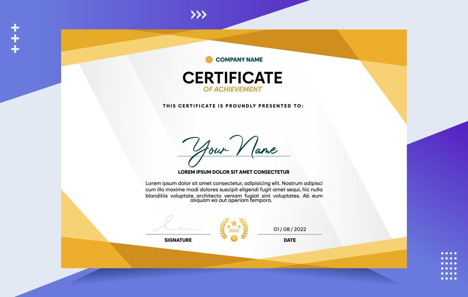 Modern of achievement certificate template vector