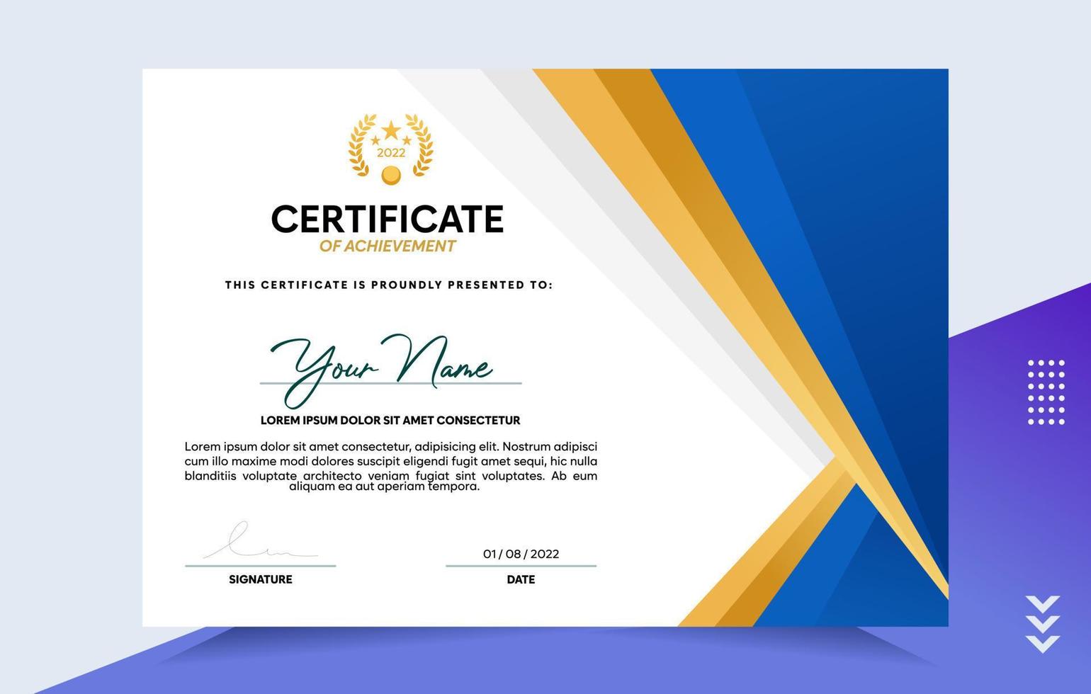 Modern of achievement certificate template vector