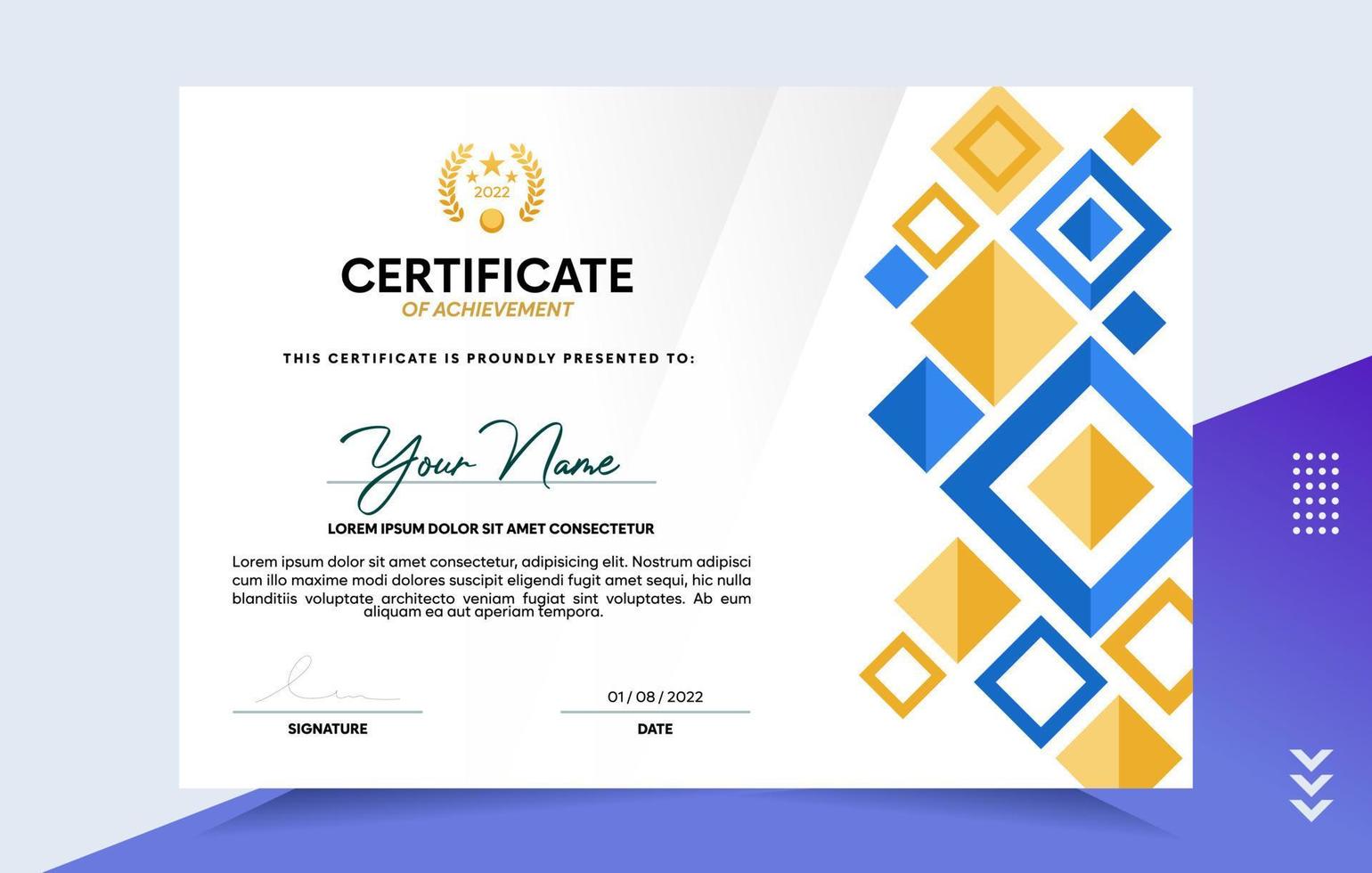 Modern of achievement certificate template vector