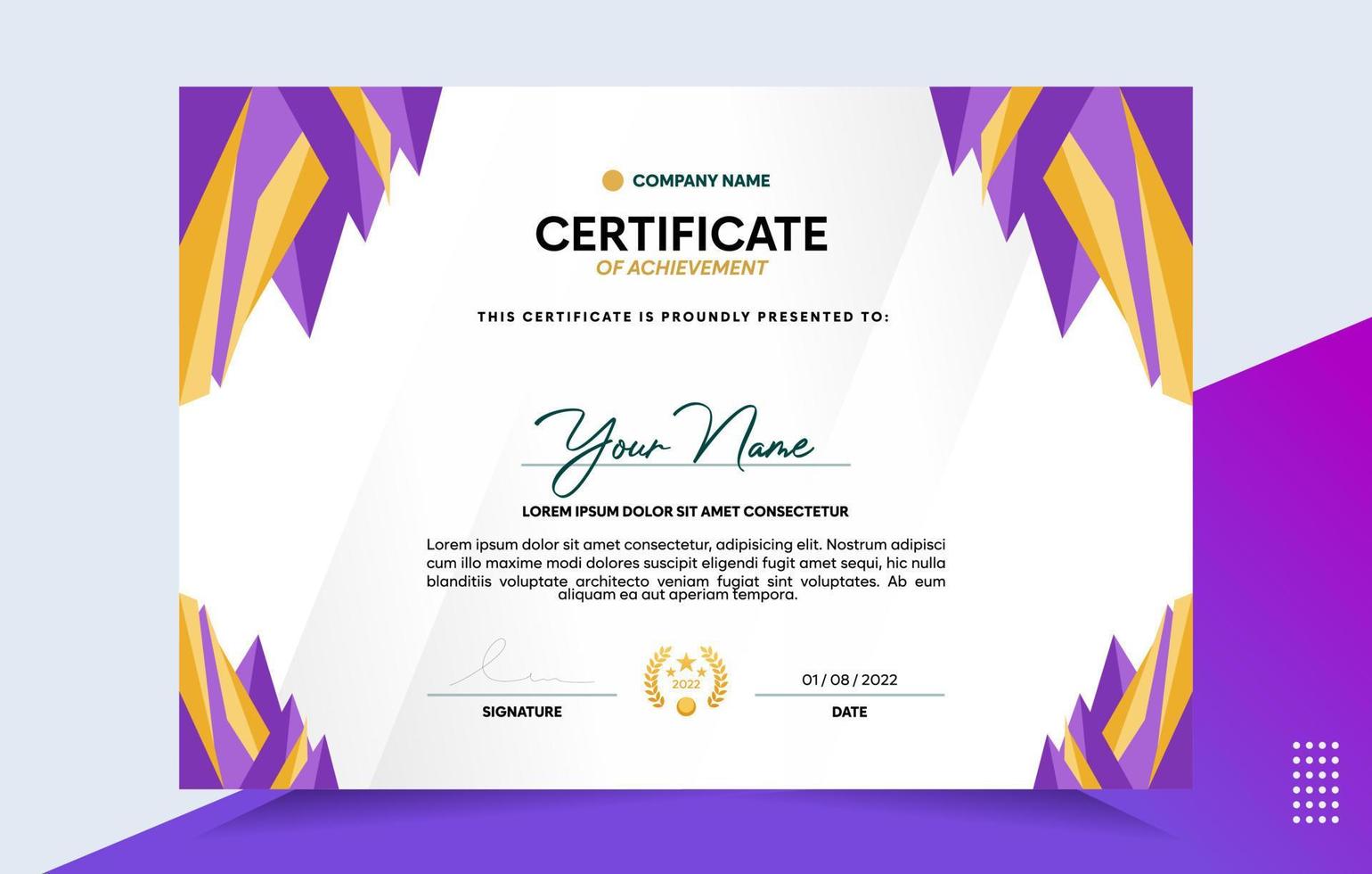 Modern of achievement certificate template vector