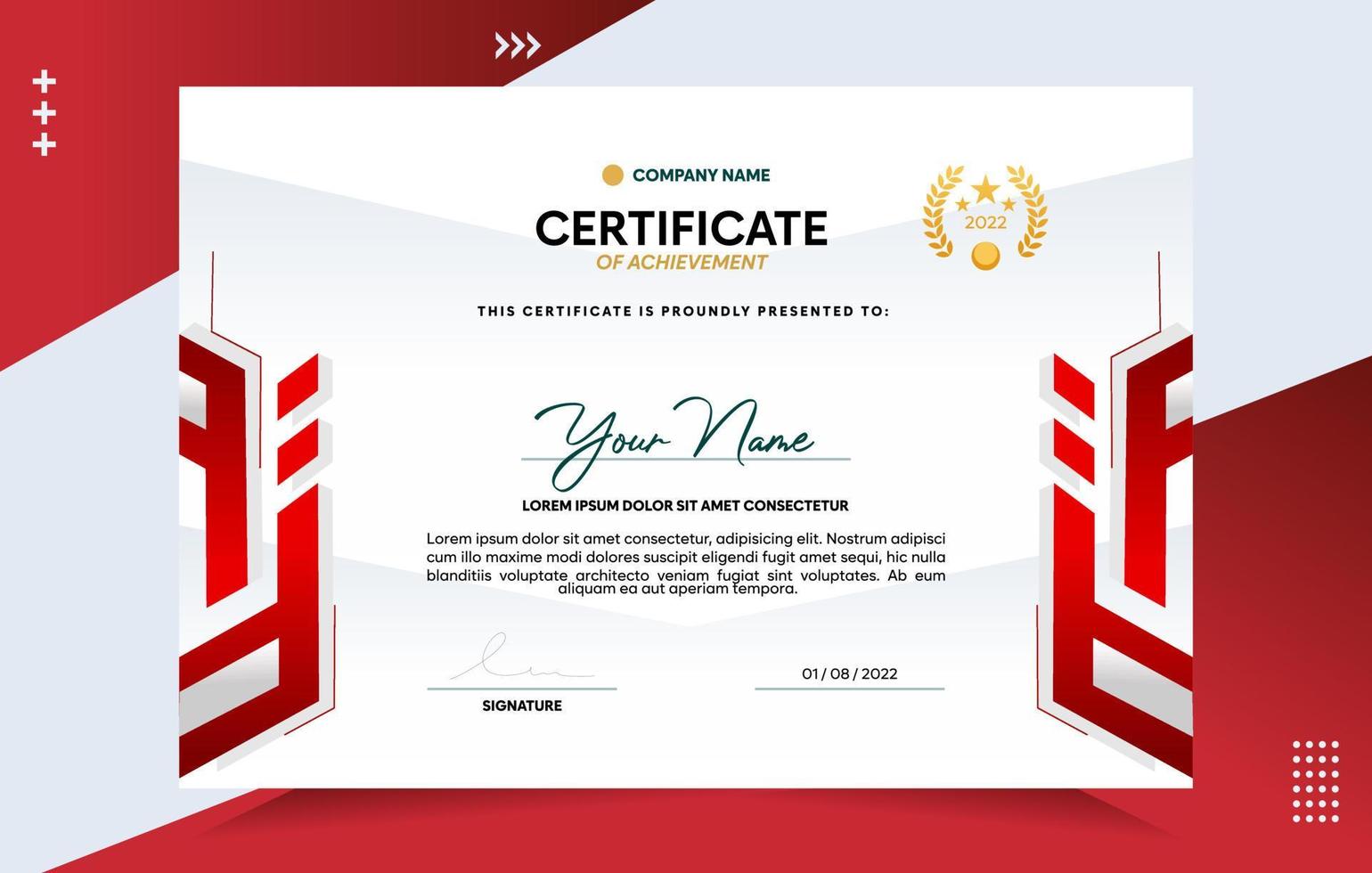 Modern of achievement certificate template vector