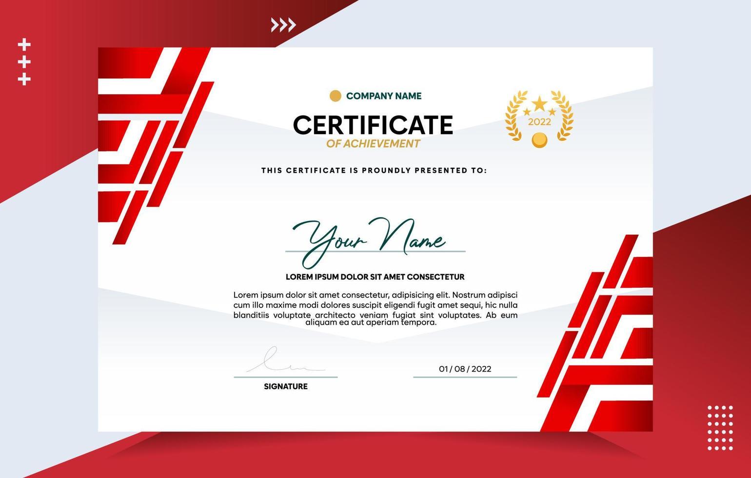 Modern of achievement certificate template vector