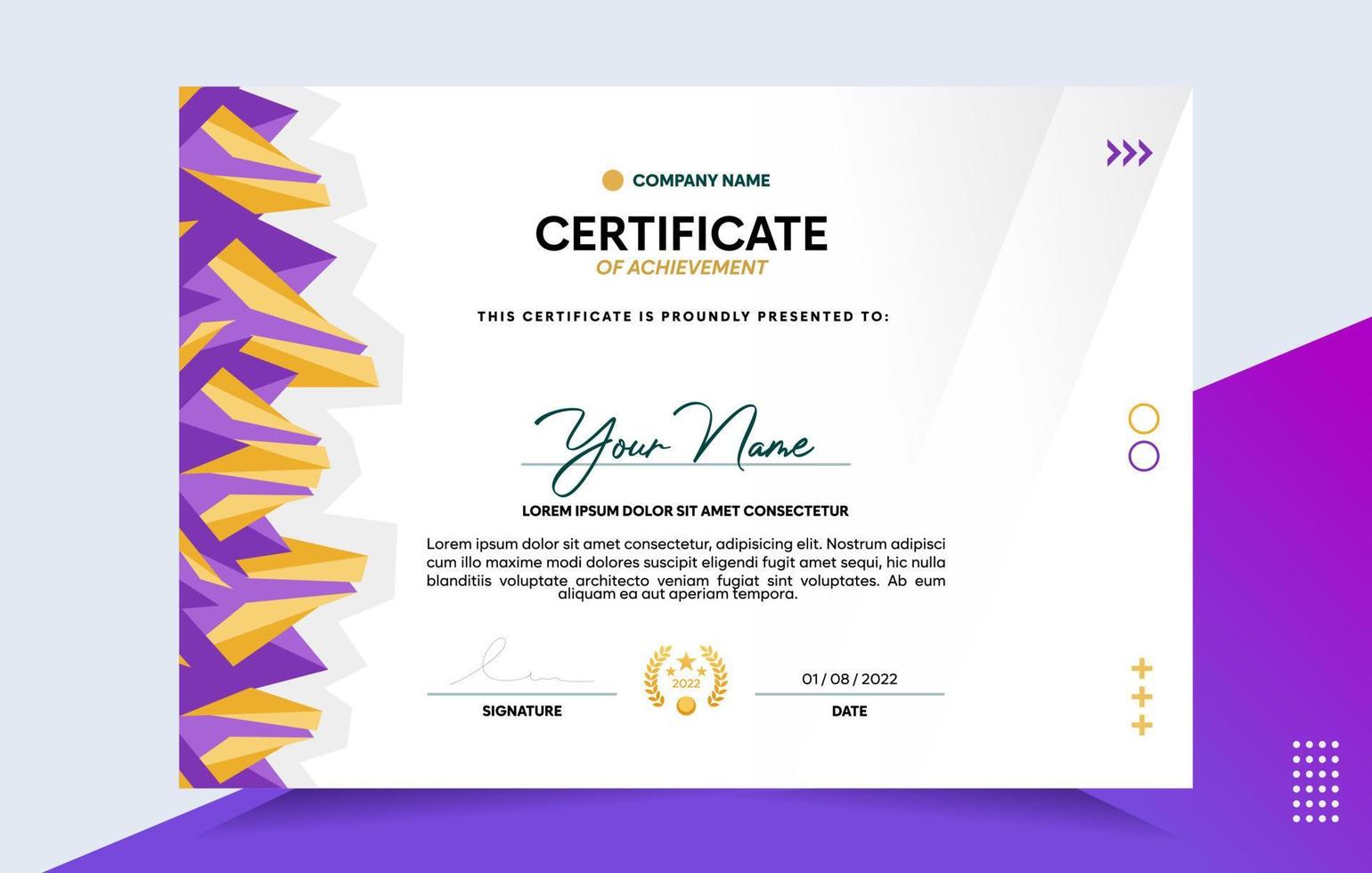 Modern of achievement certificate template vector