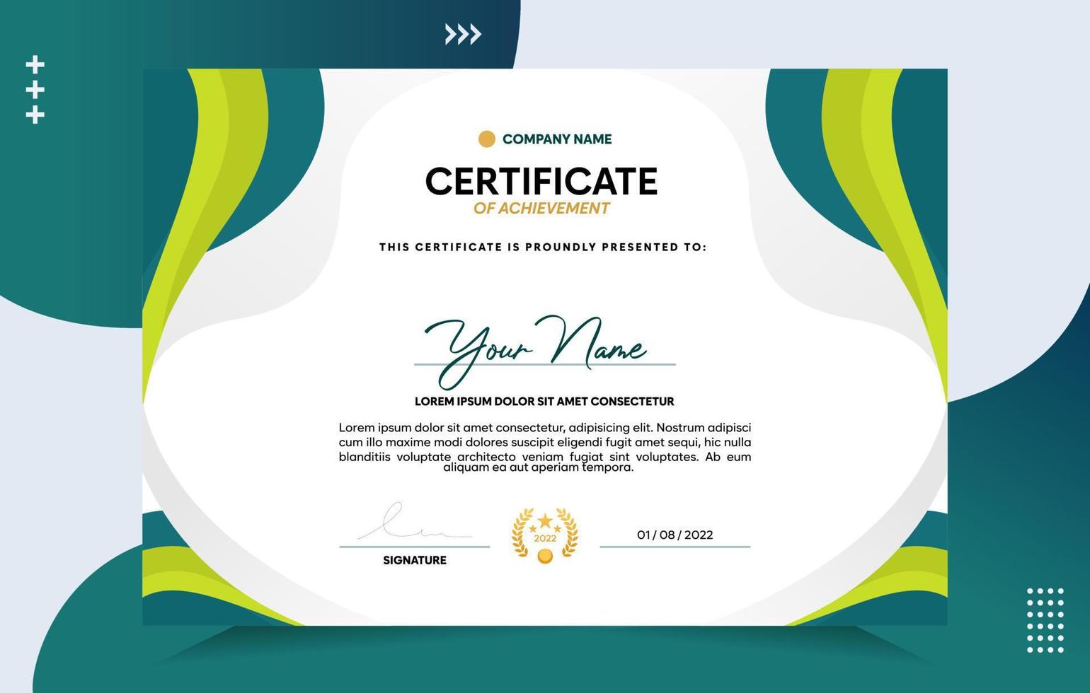 Modern of achievement certificate template vector