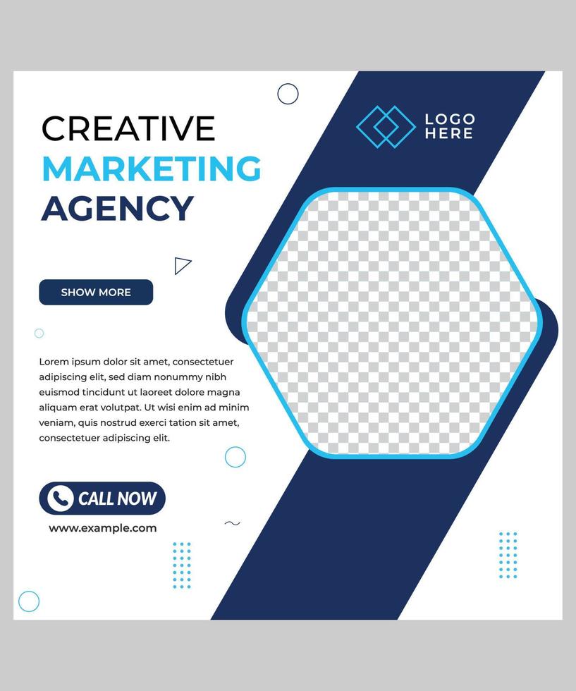 plantilla de publicación de redes sociales de marketing digital creativo, plantilla de banner de agencia de marketing vector