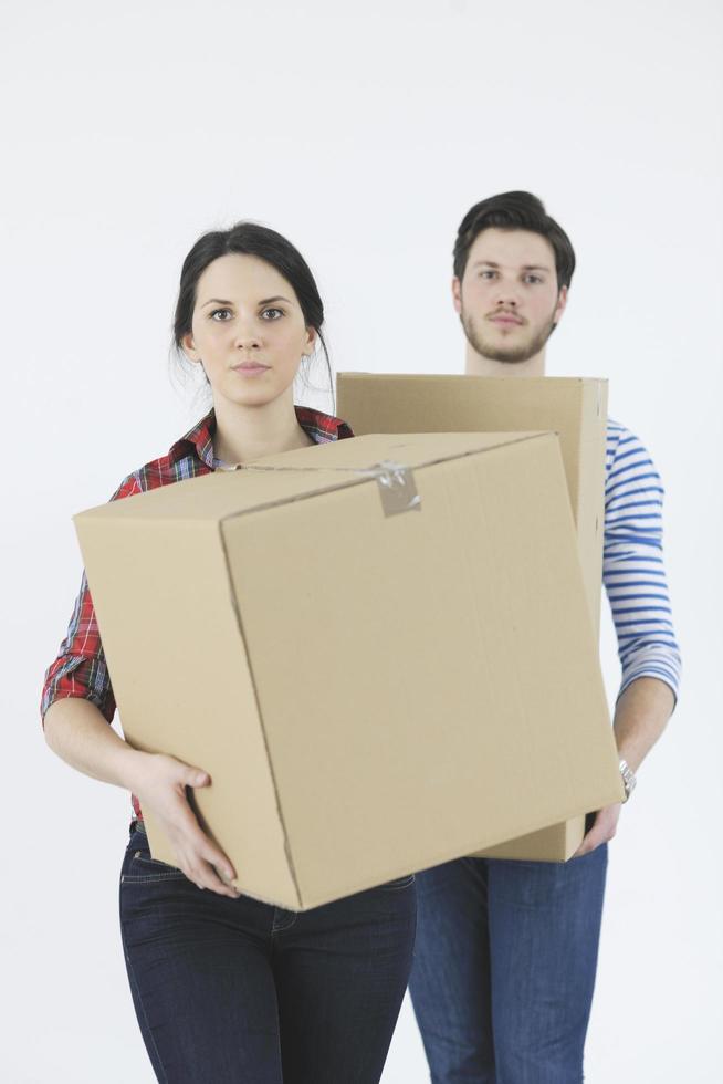 Young couple moving in new home photo