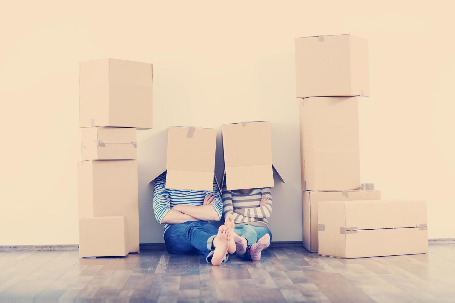 Young couple moving in new house photo