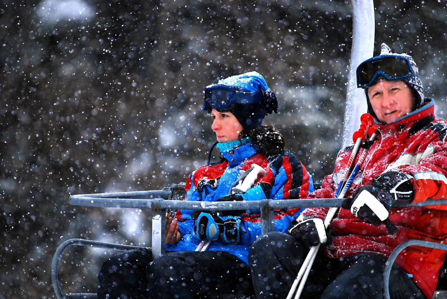 winter fun on a chair lift photo