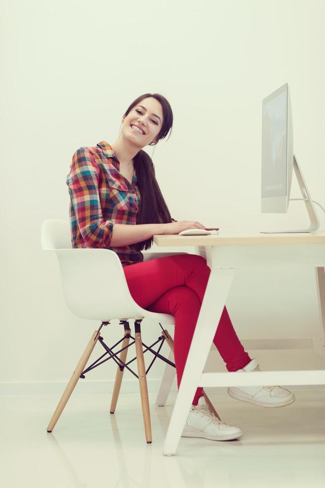 startup business, woman  working on desktop computer photo