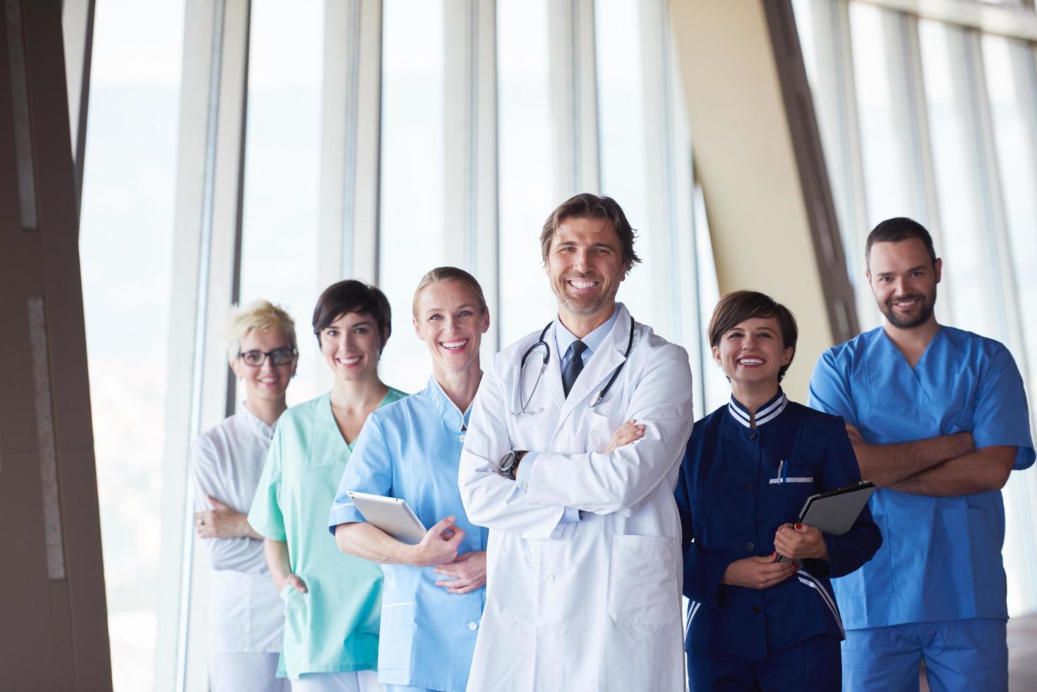 group of medical staff at hospital photo