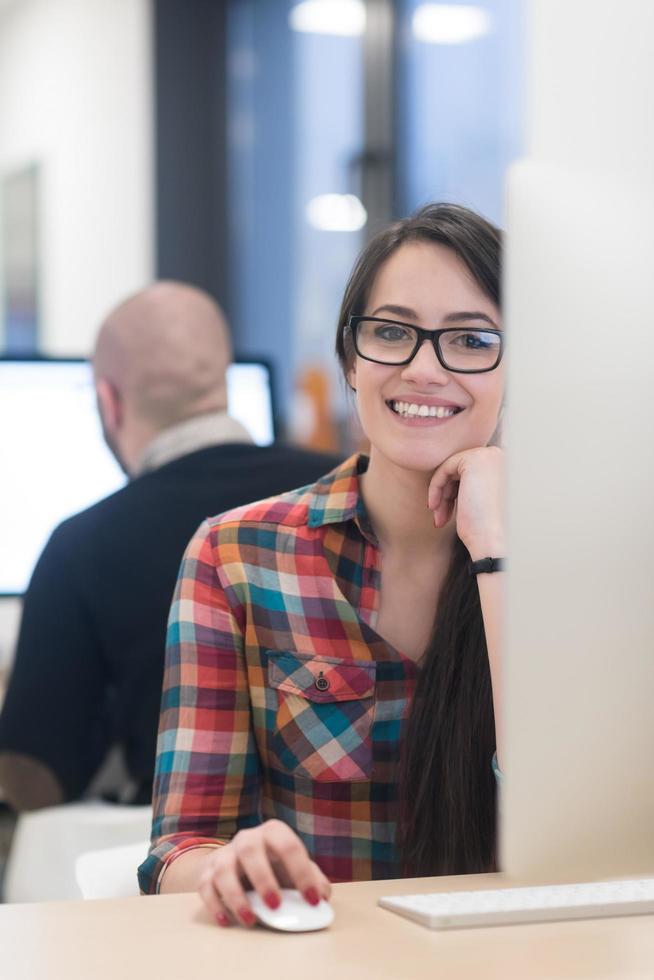 startup business, woman  working on desktop computer photo