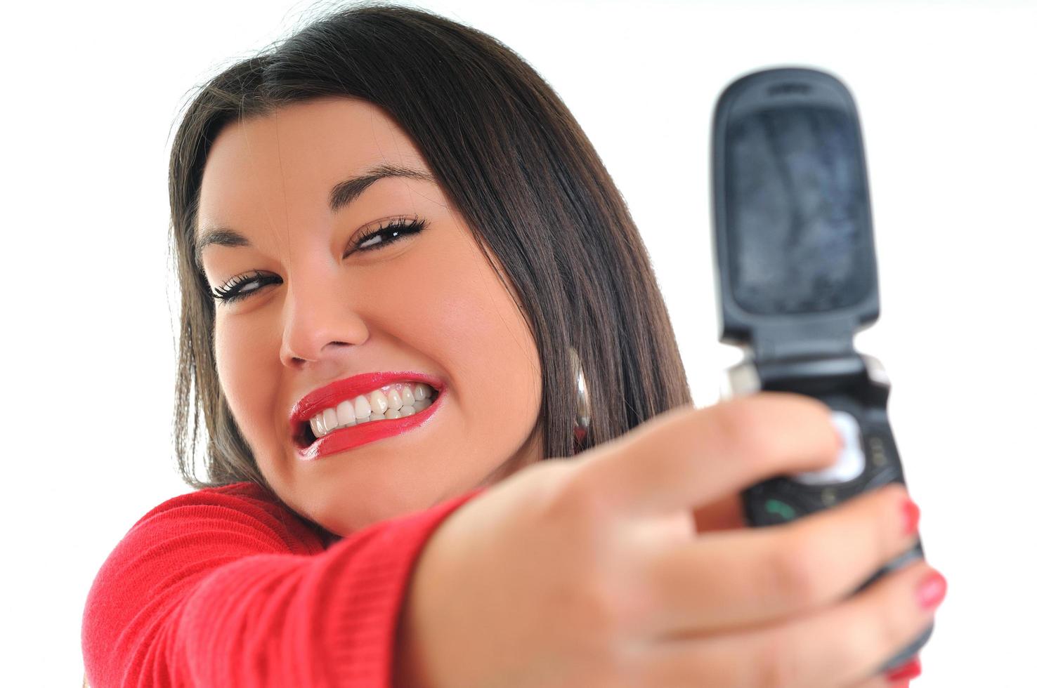 Woman in red photo