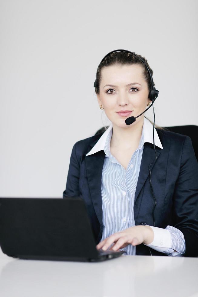 business woman group with headphones photo