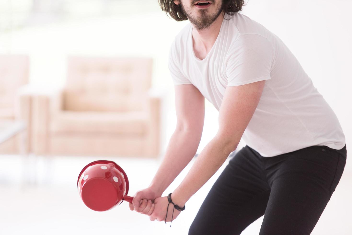 man using VR-headset glasses of virtual reality photo