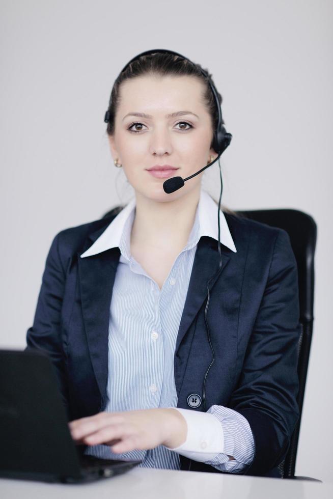 business woman group with headphones photo