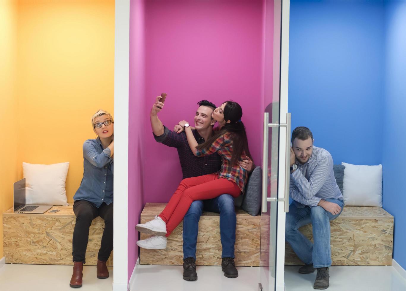 group of business people in creative working  space photo