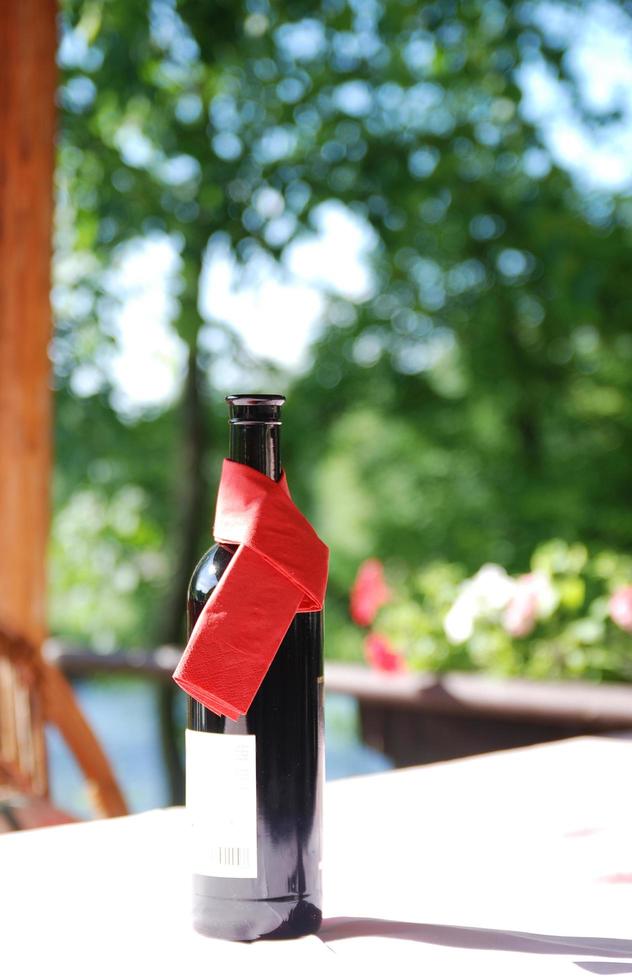 wine bottle on table photo