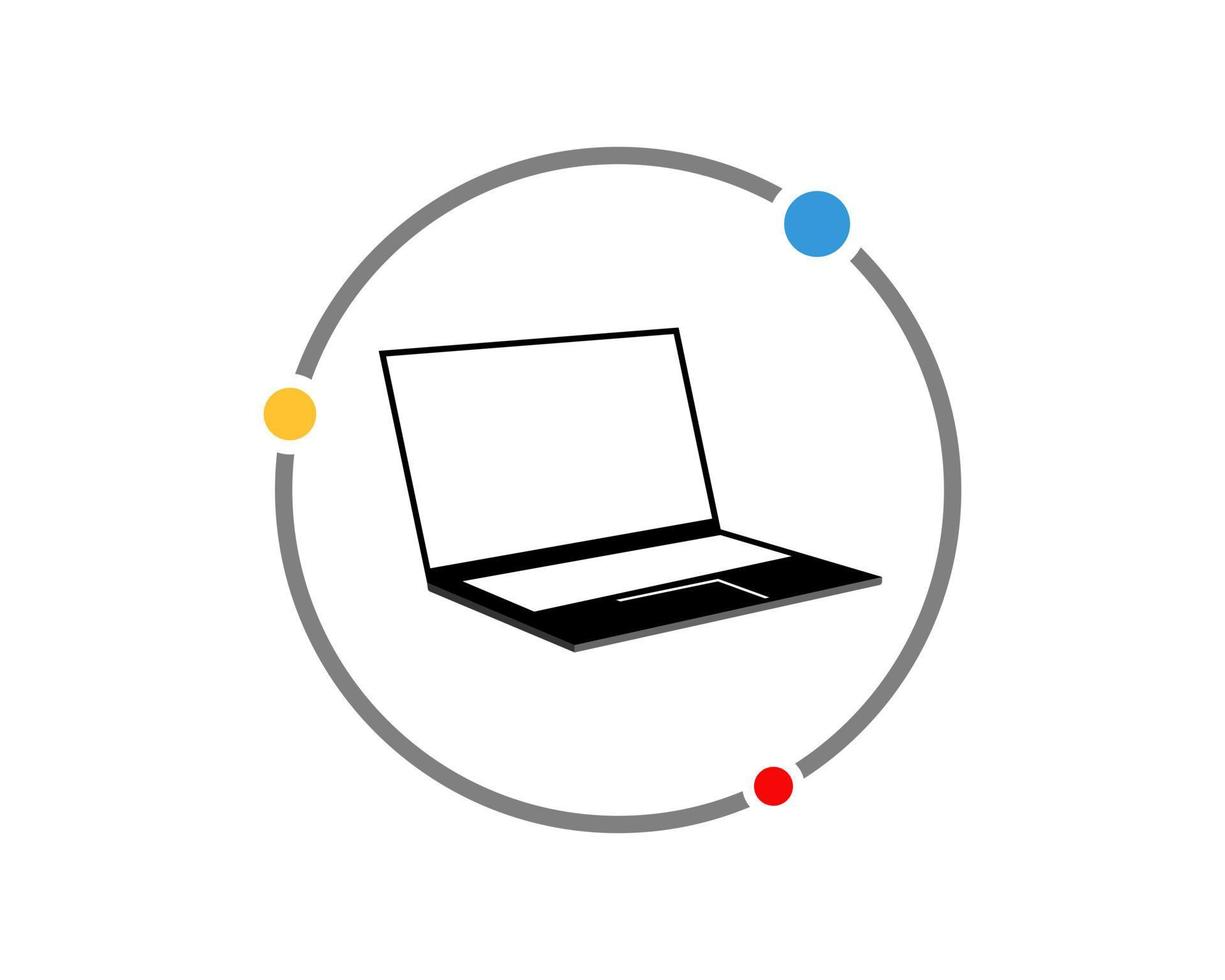 Circle shape with laptop inside vector
