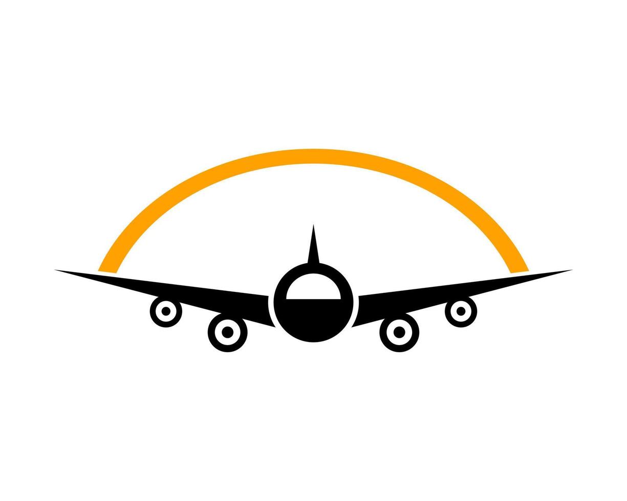 Plane shape with crescent moon vector