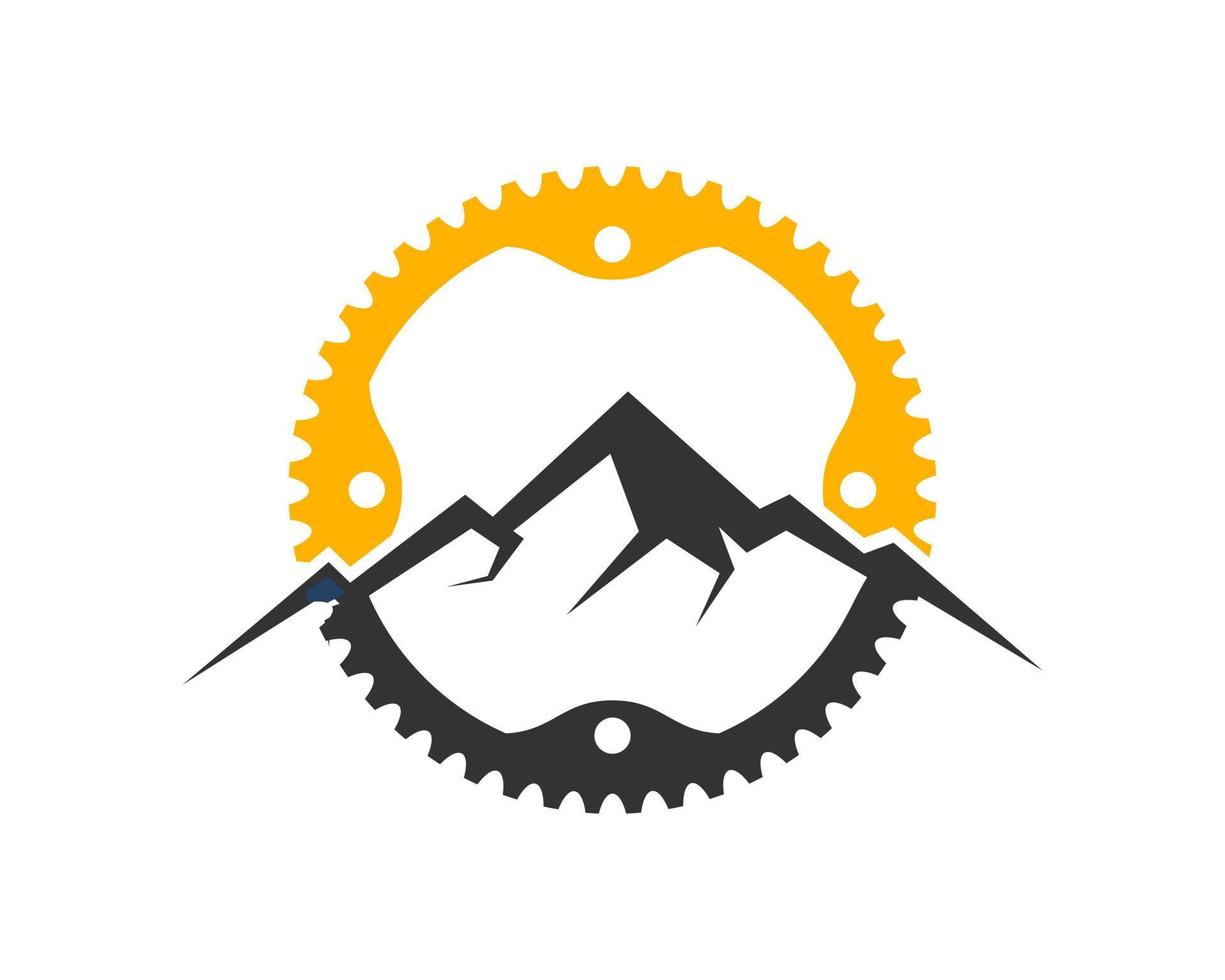 Bicycle gear with mountain inside vector