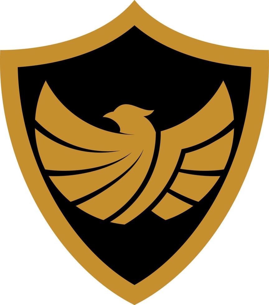 Shield with bird shape inside vector