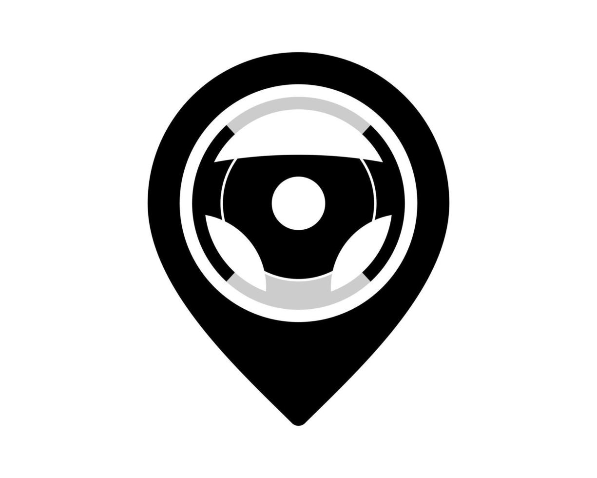 Location pin with steering wheel inside vector