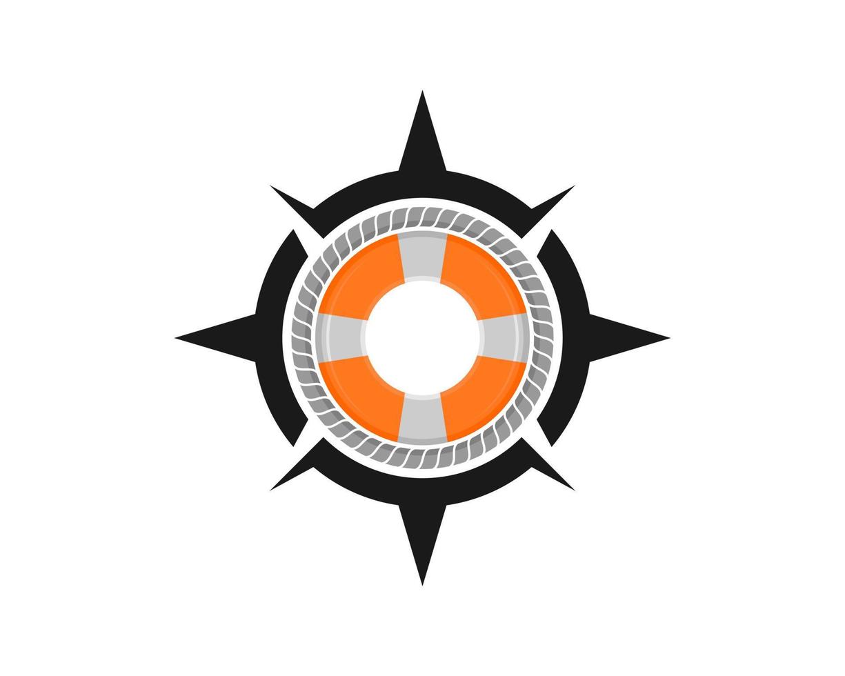 Compass shape with lifebuoy inside vector
