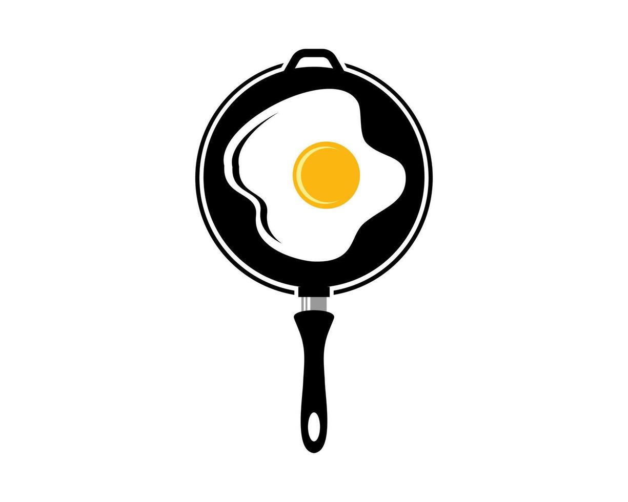 Teflon with fried egg inside vector