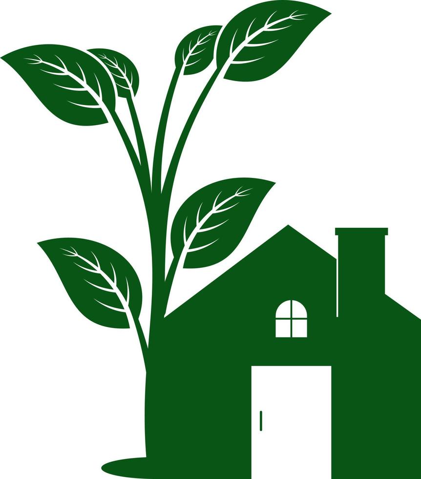 forma de casa con árbol verde vector