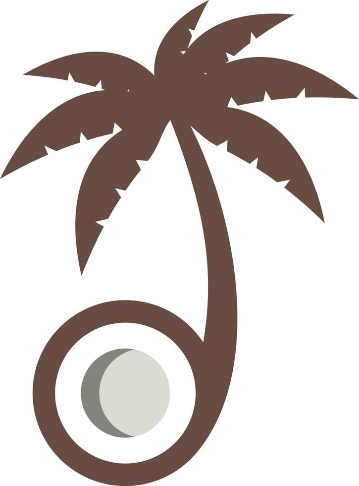 fruta de coco con palmera vector