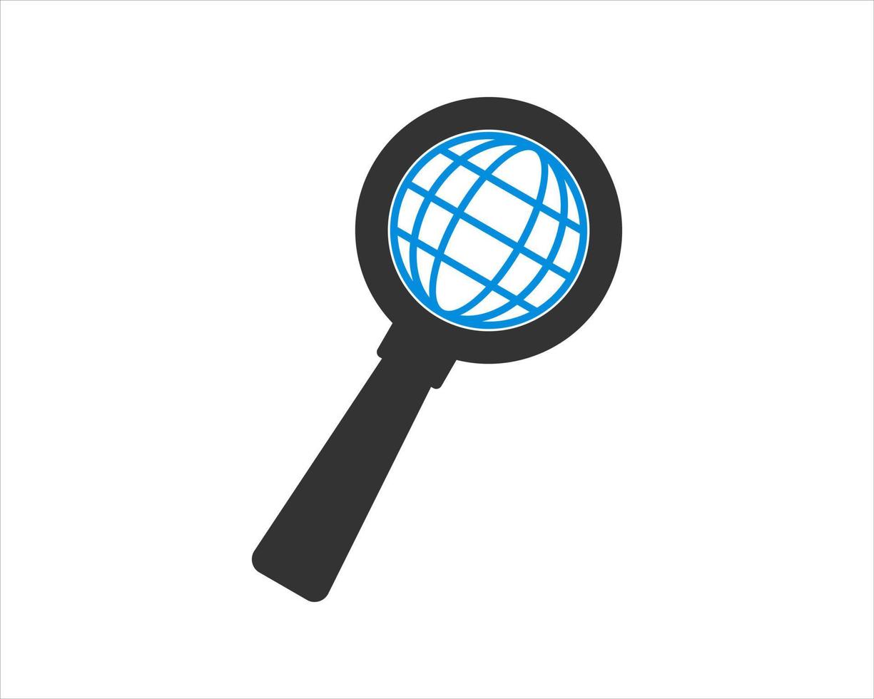 Magnifying glass with globe inside vector