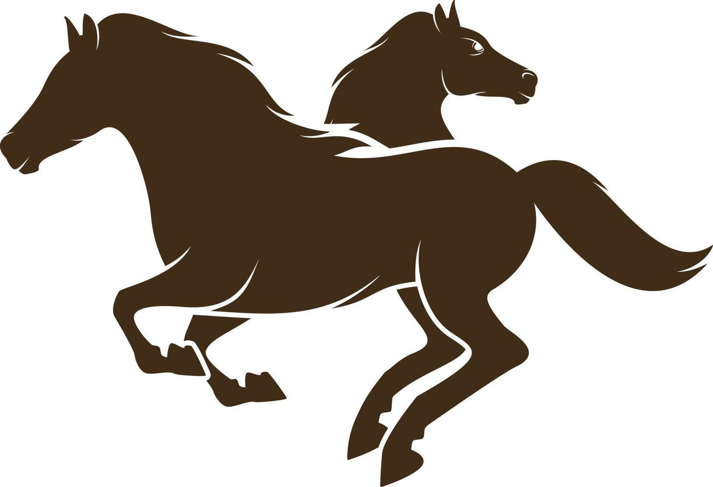 horses silhouette back to back vector