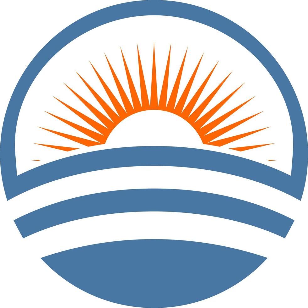 Circle shape with sunset inside vector