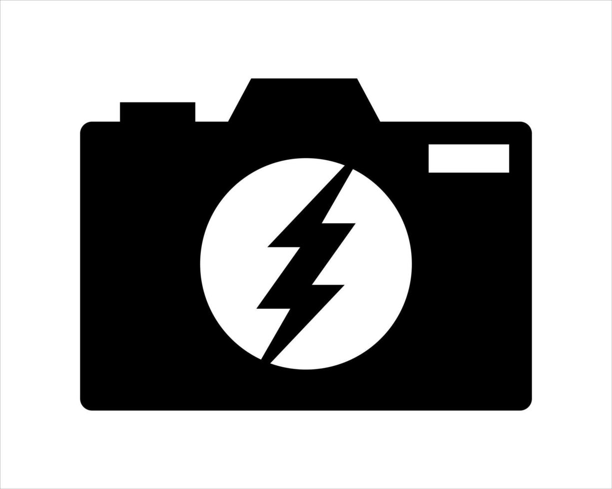 Camera with lightning shape inside vector