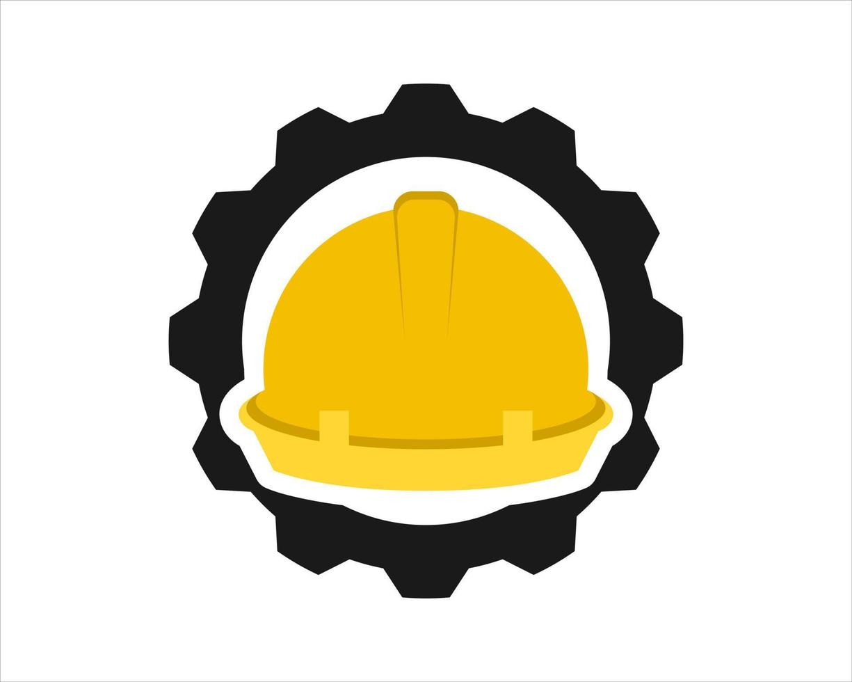 Gear with building hat inside vector