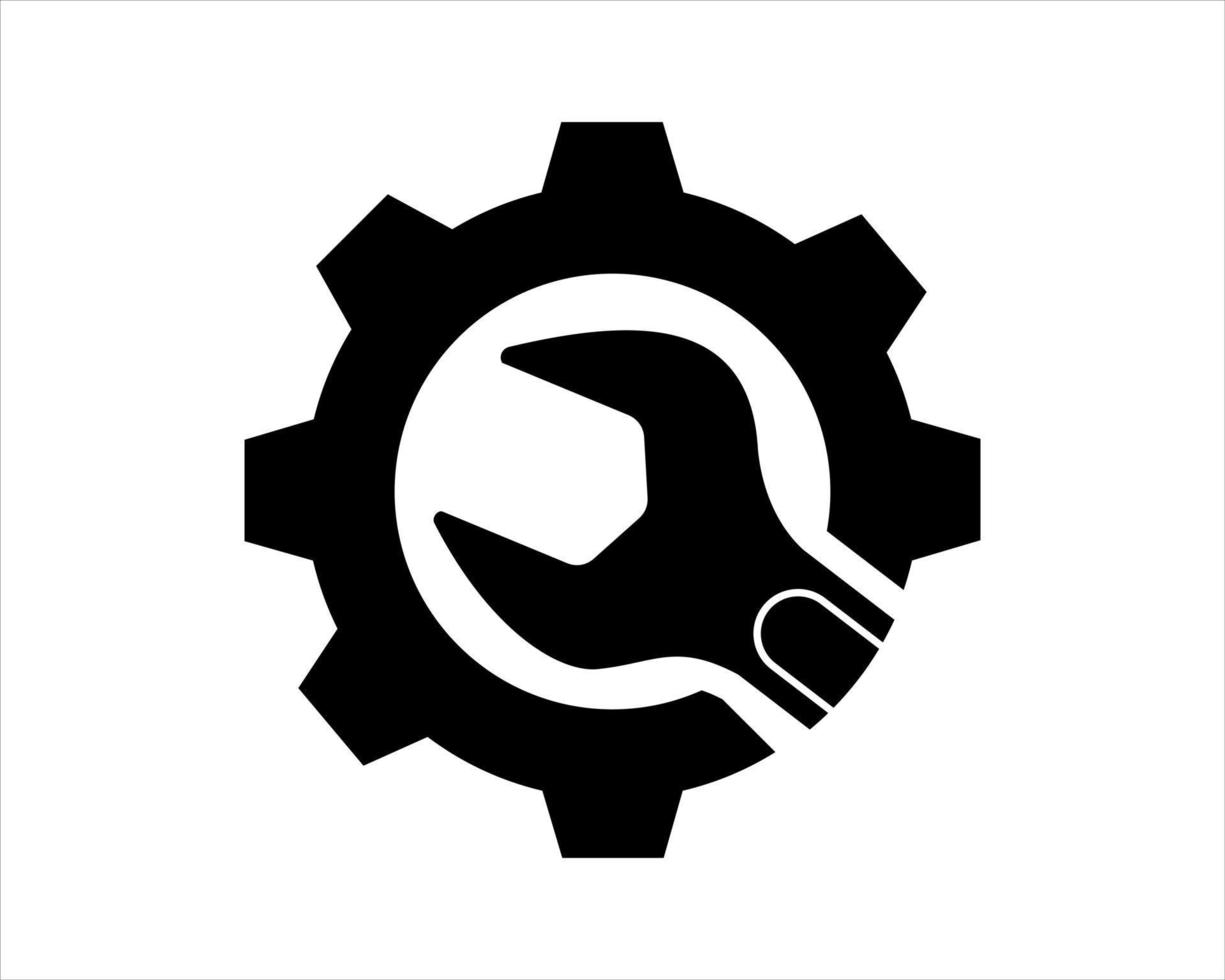 Gear with wrench shape inside vector