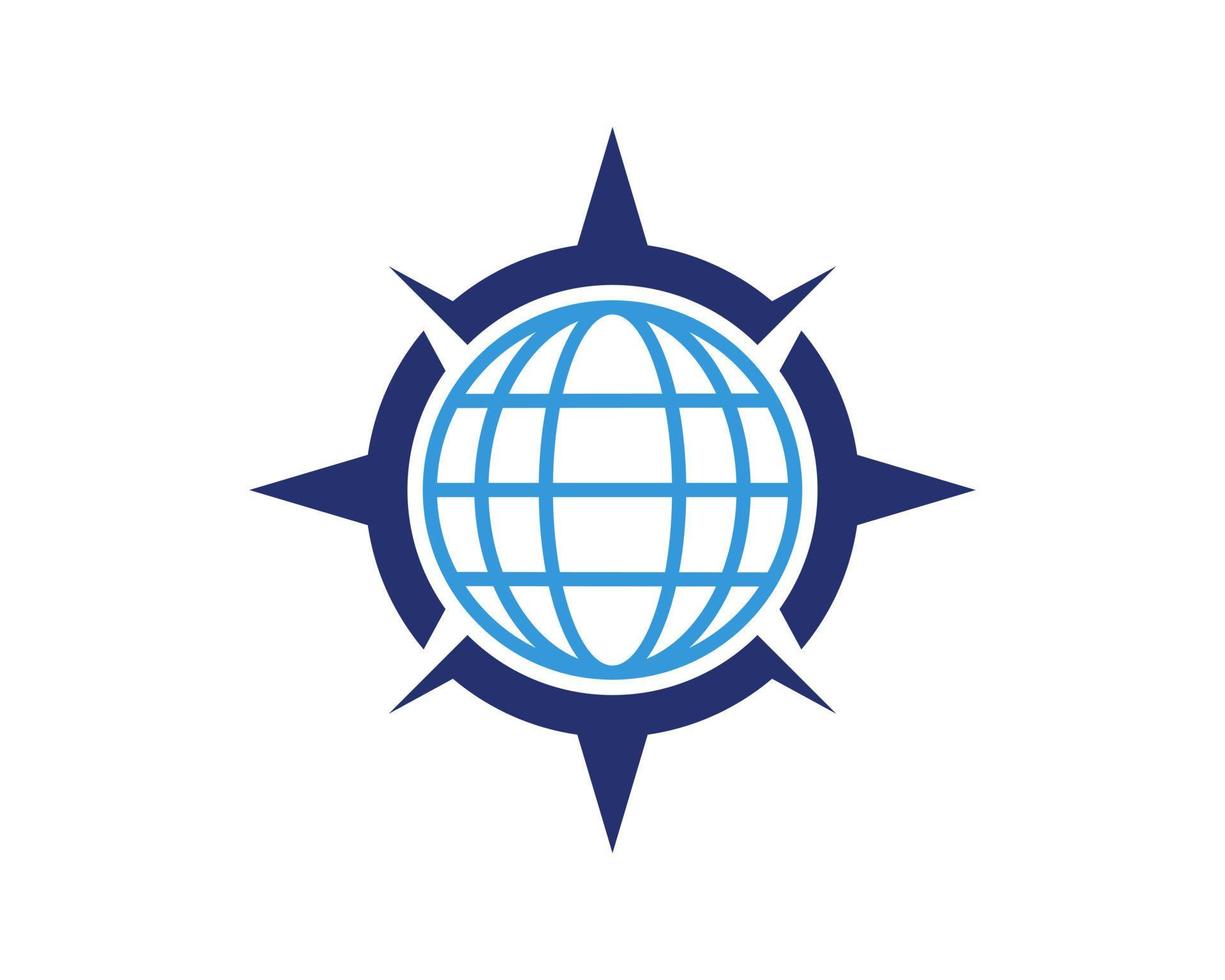Compass with globe shape inside vector