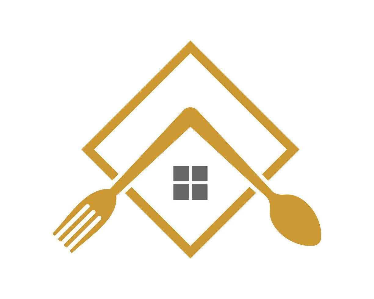 Rectangle with spoon and fork inside vector