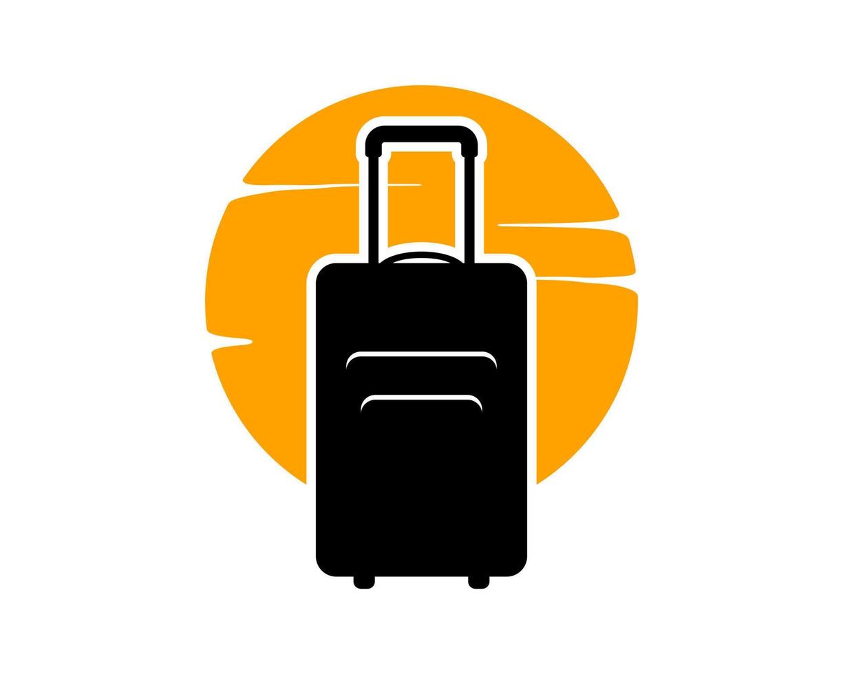 suitcase silhouette with sunset on back vector