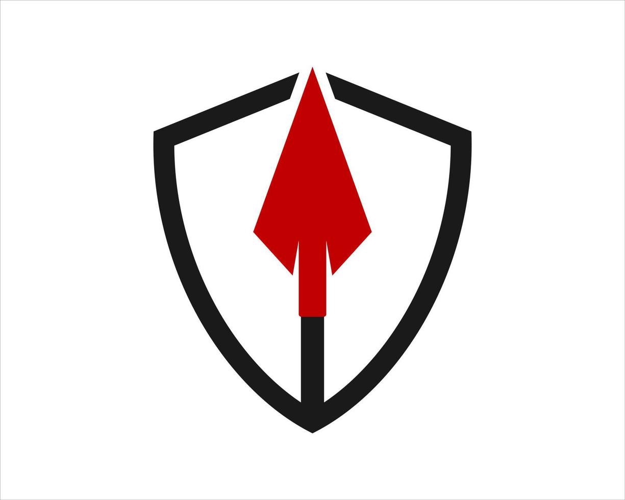 Shield shape with spear inside vector