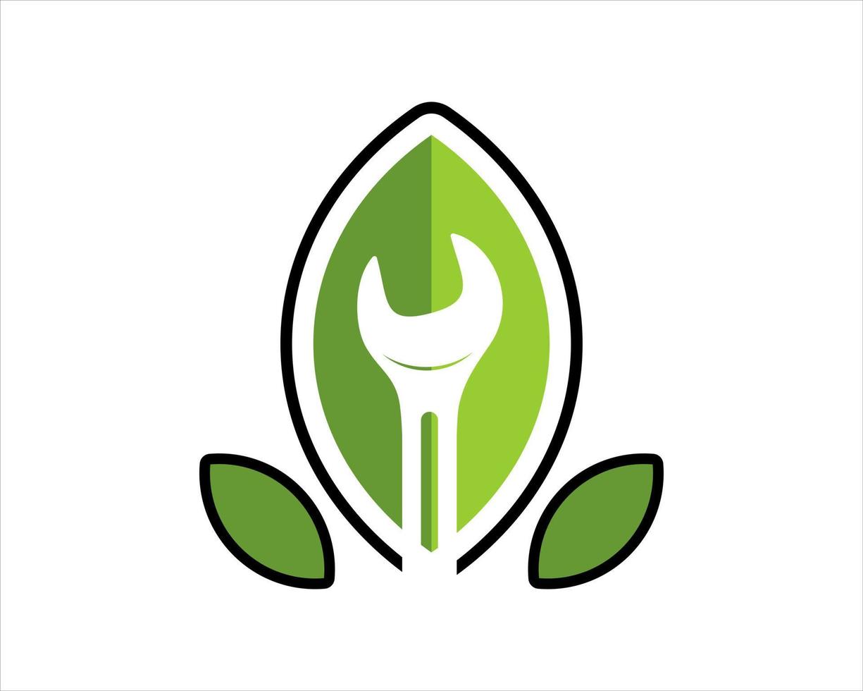 Leaves with wrench shape inside vector
