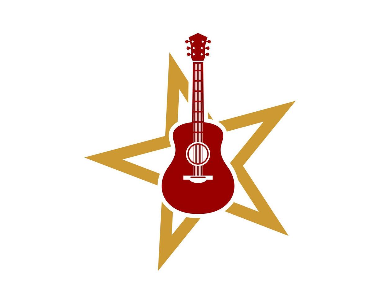 forma de estrella con guitarra dentro vector