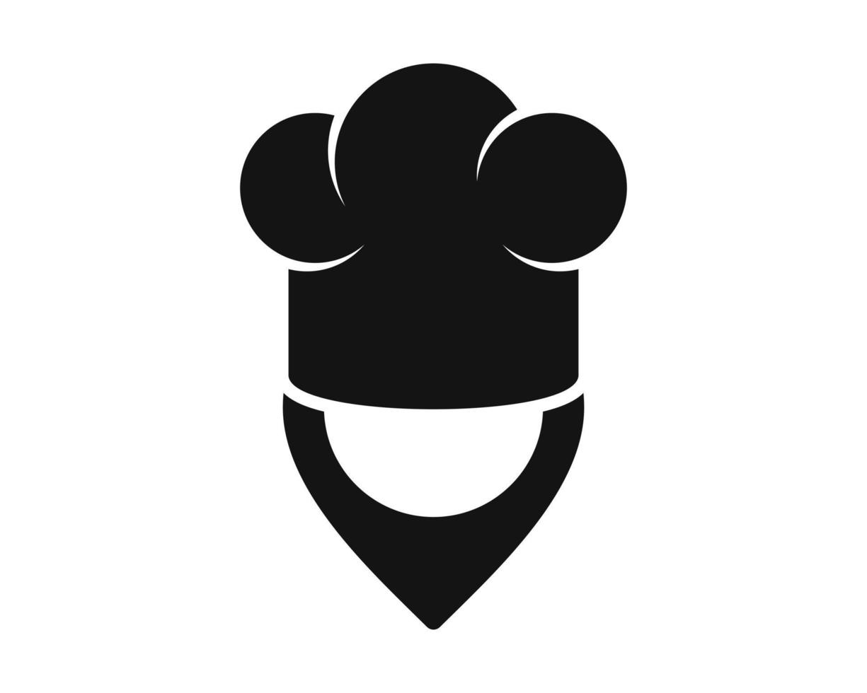 Location pin with chef hat shape vector