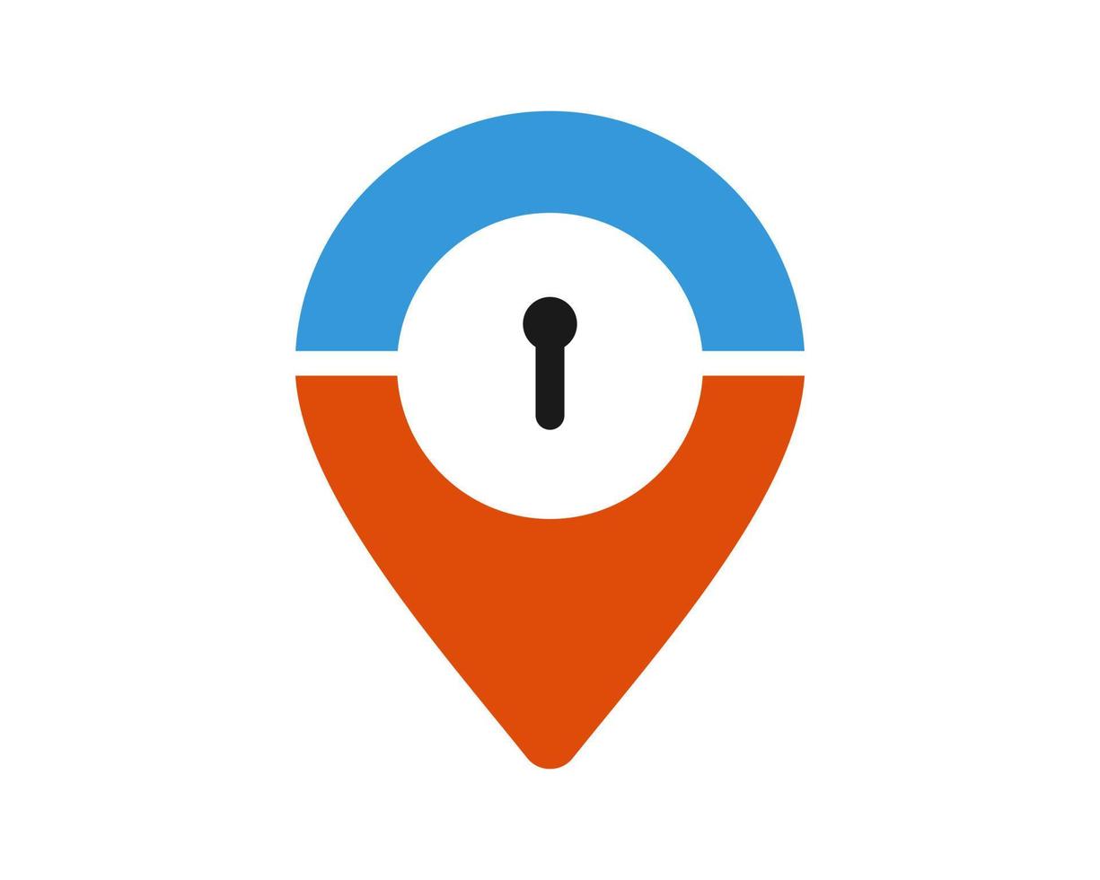 Location pin with key hole inside vector