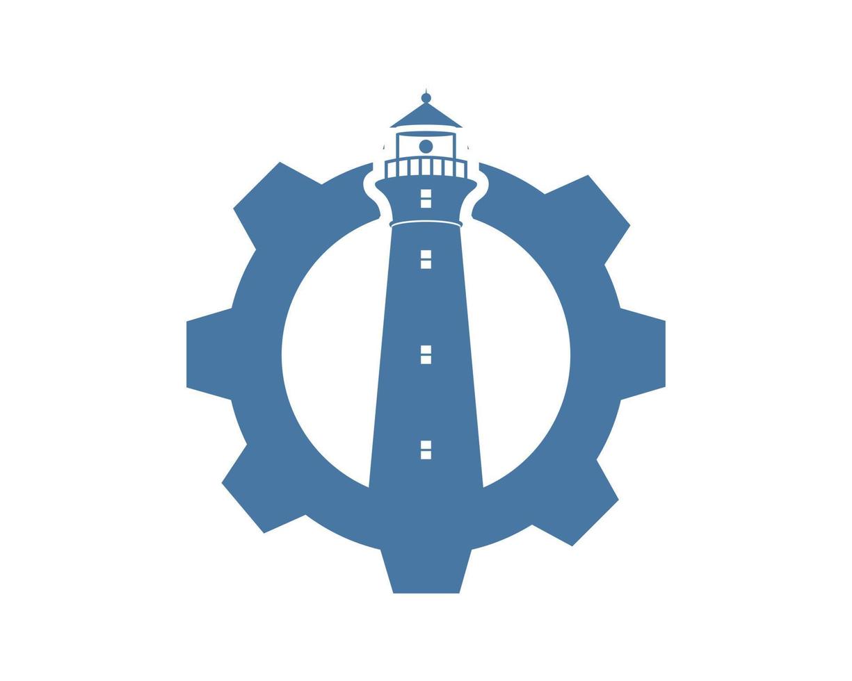 Gear with lighthouse inside vector