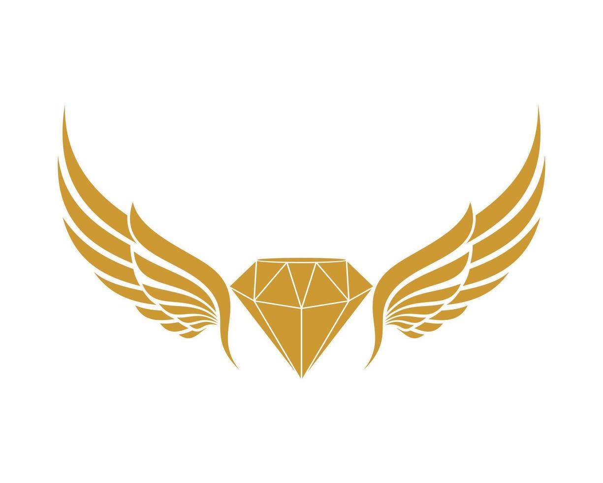 Wings with diamond on the middle vector